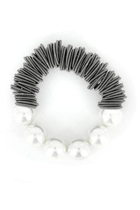 1061 - Slate Spring Ring Bracelet with White MOP