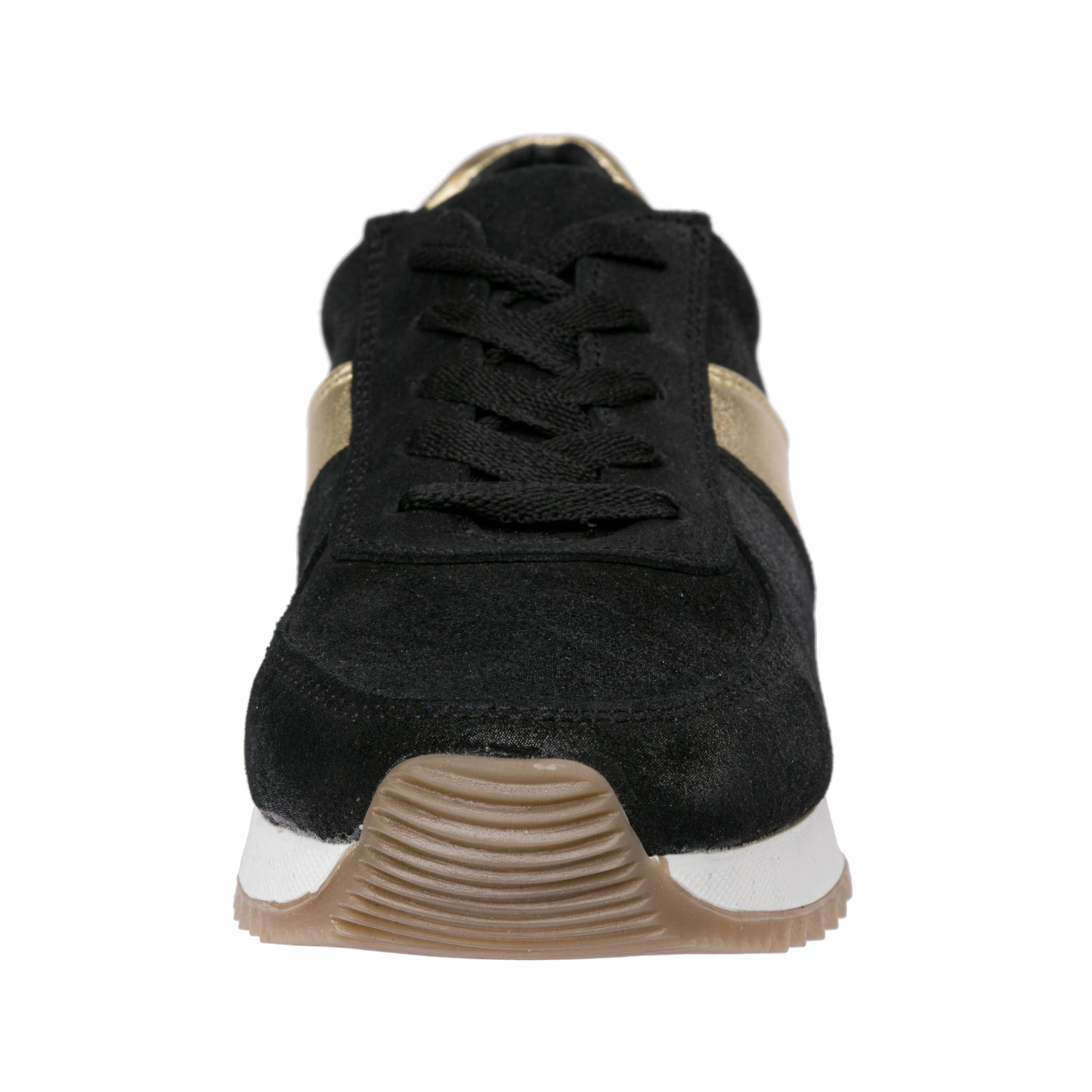 Holly Fashion Sneakers - Black with Gold