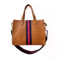 The Drea Striped Vegan Leather Messenger Mini Tote