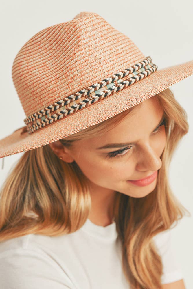 Multi Color Braided Band Panama Hat