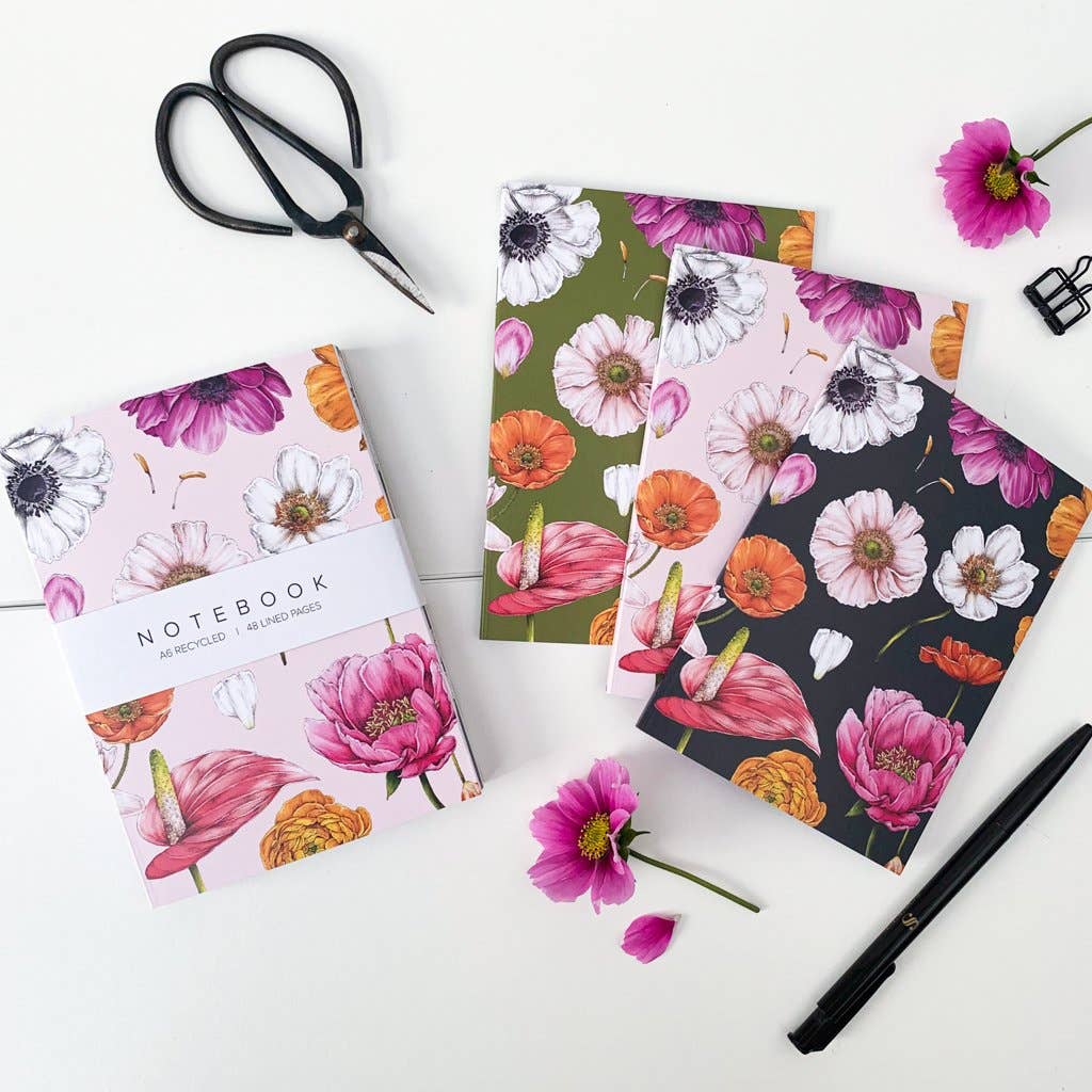 Floral Brights - Pack of 3 A6 Notebooks