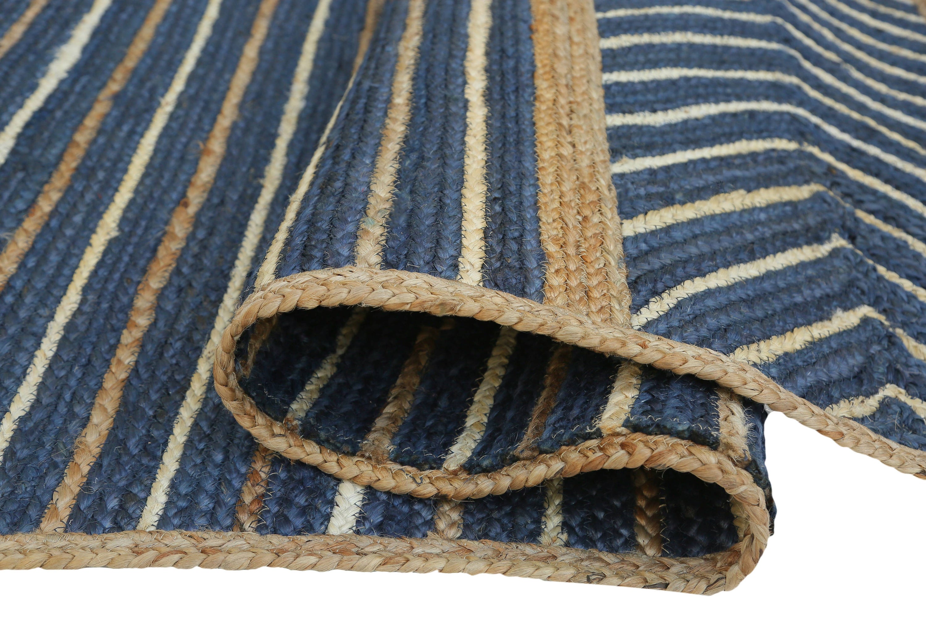 Abani Jute JUT160A Natural Fiber Blue White Area Rug