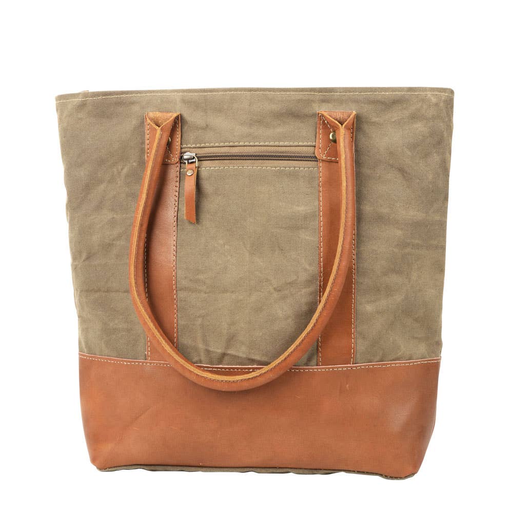 Plain Canvas Tote With Leather