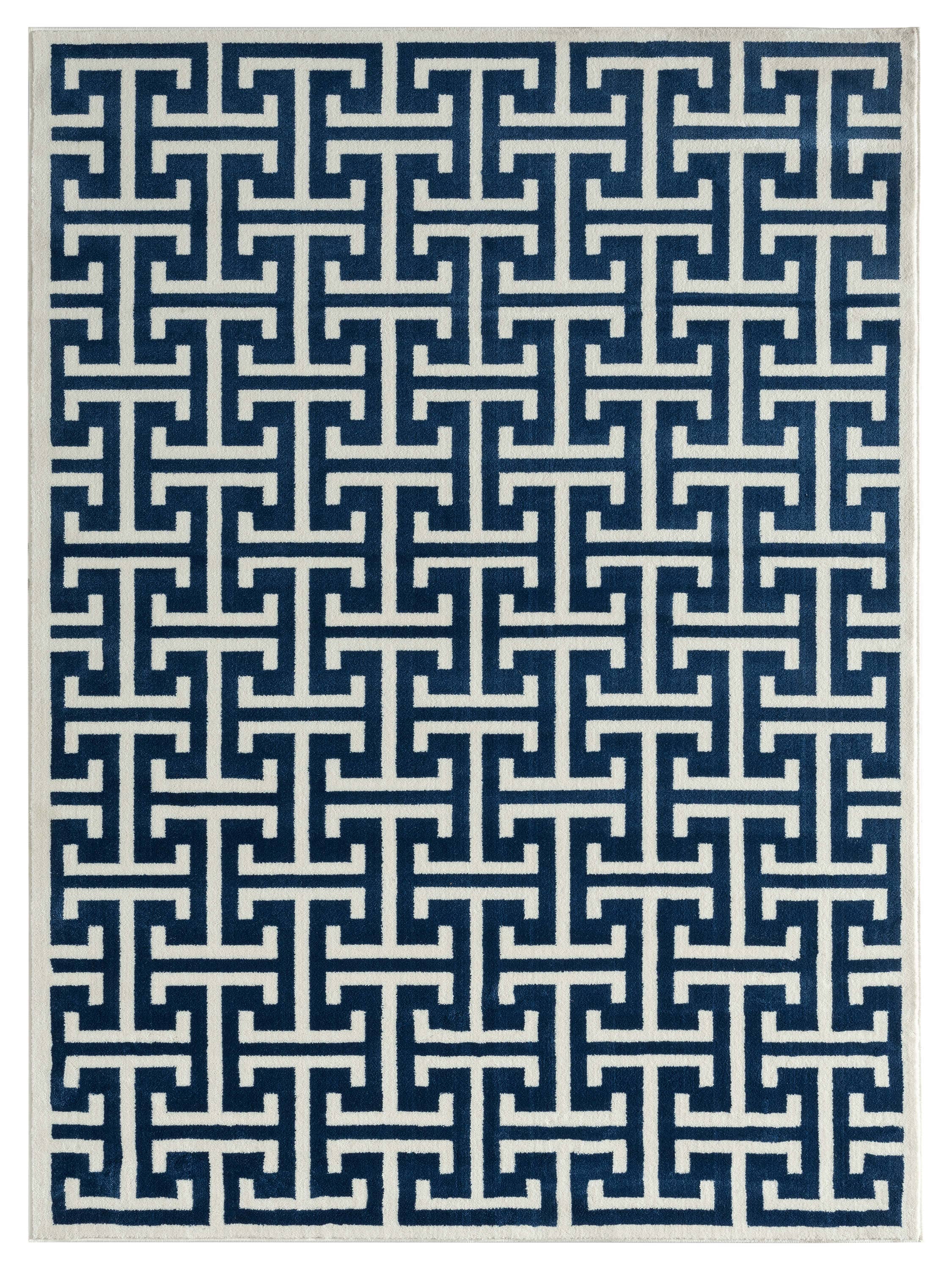 Abani Arto ART160B - Geometric Maze Blue Cream Rug