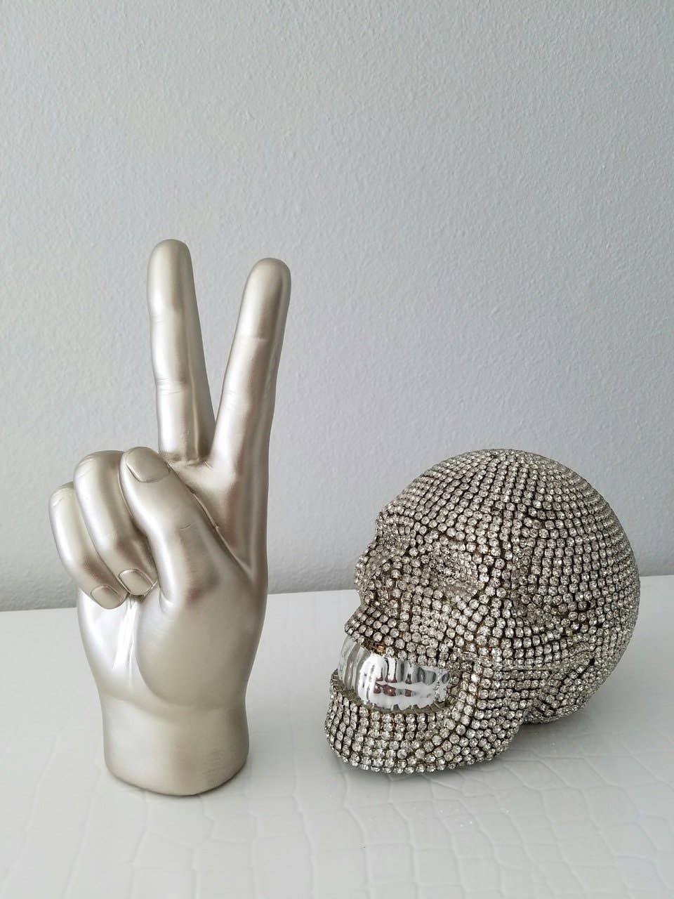 Rhinestone Skull Piggy Bank - 8" long