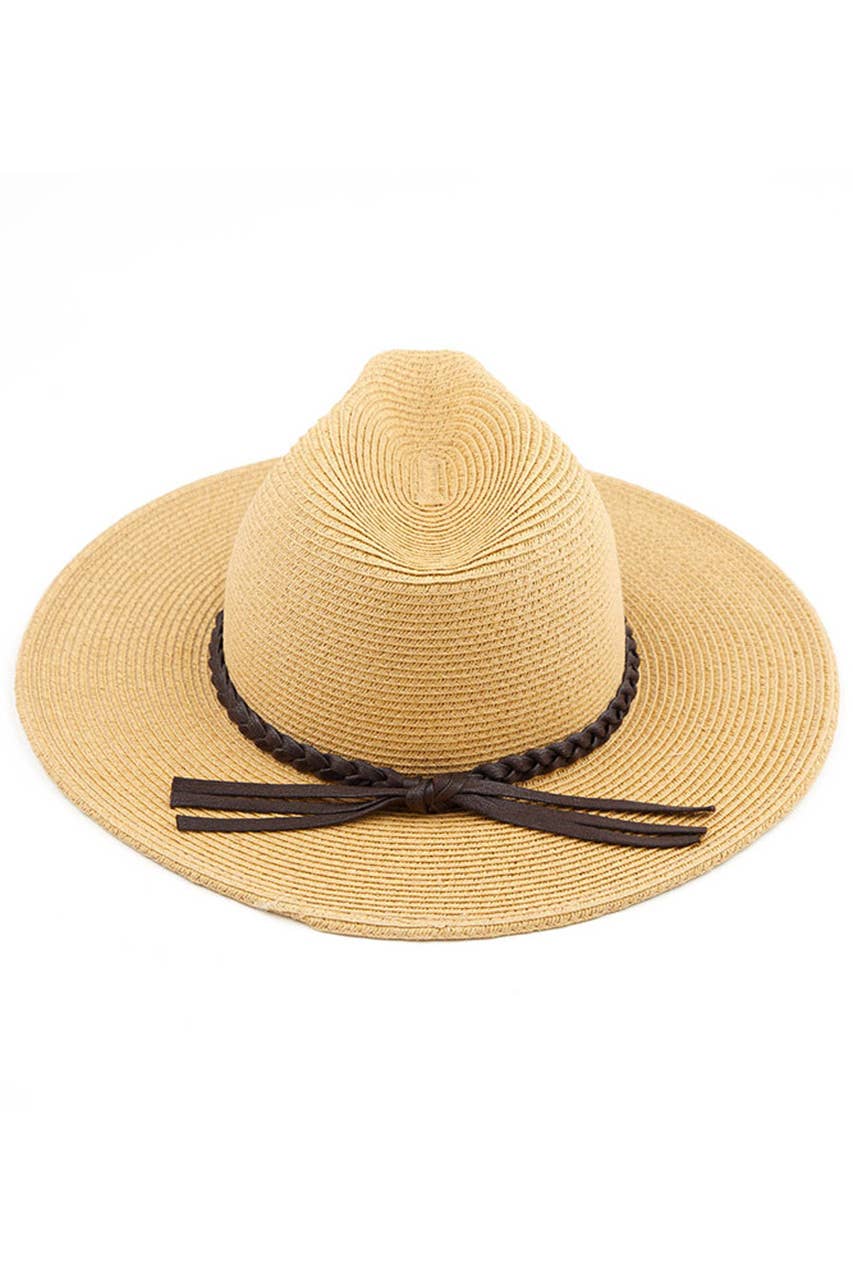 C.C Straw Panama Hat with Tied Ribbon