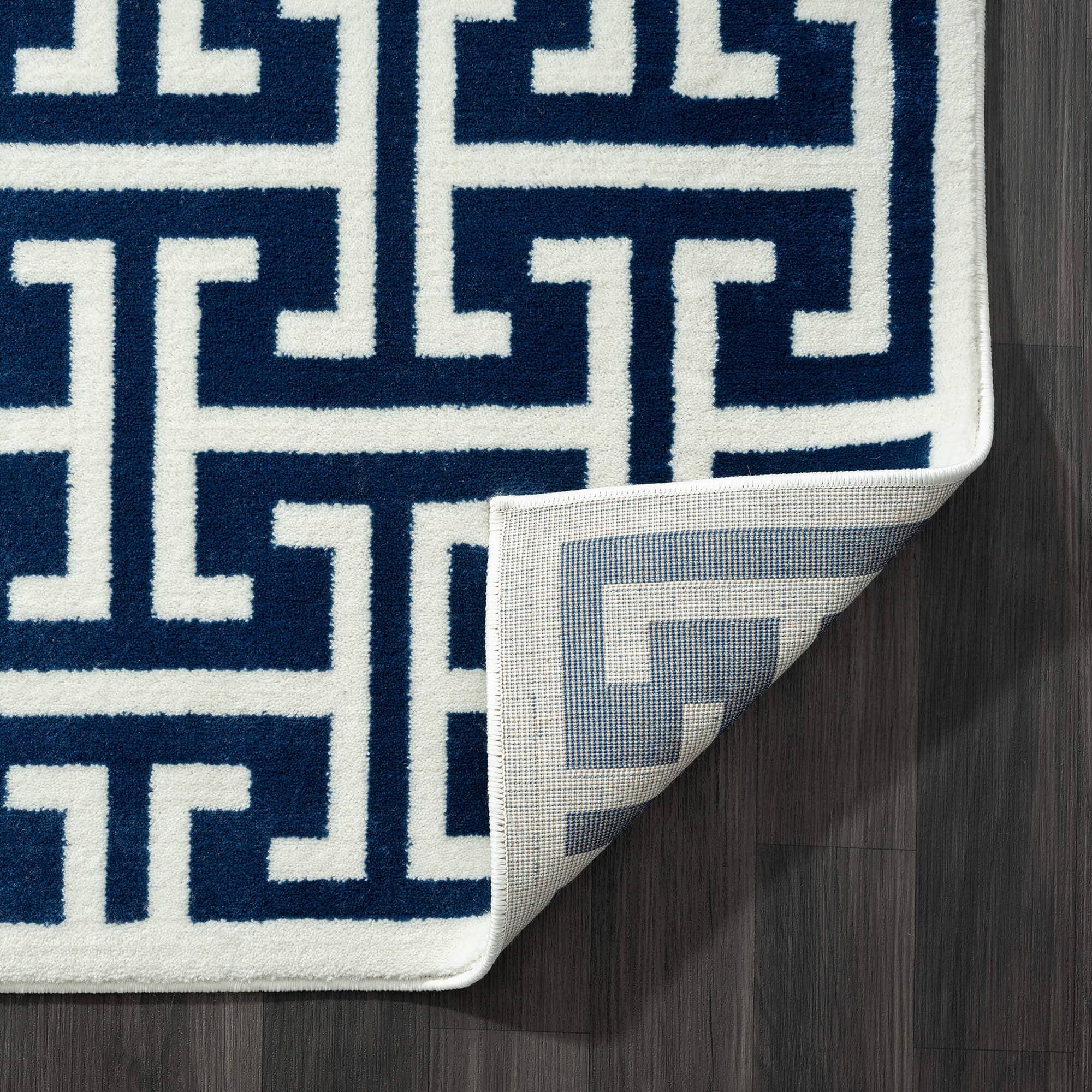 Abani Arto ART160B - Geometric Maze Blue Cream Rug