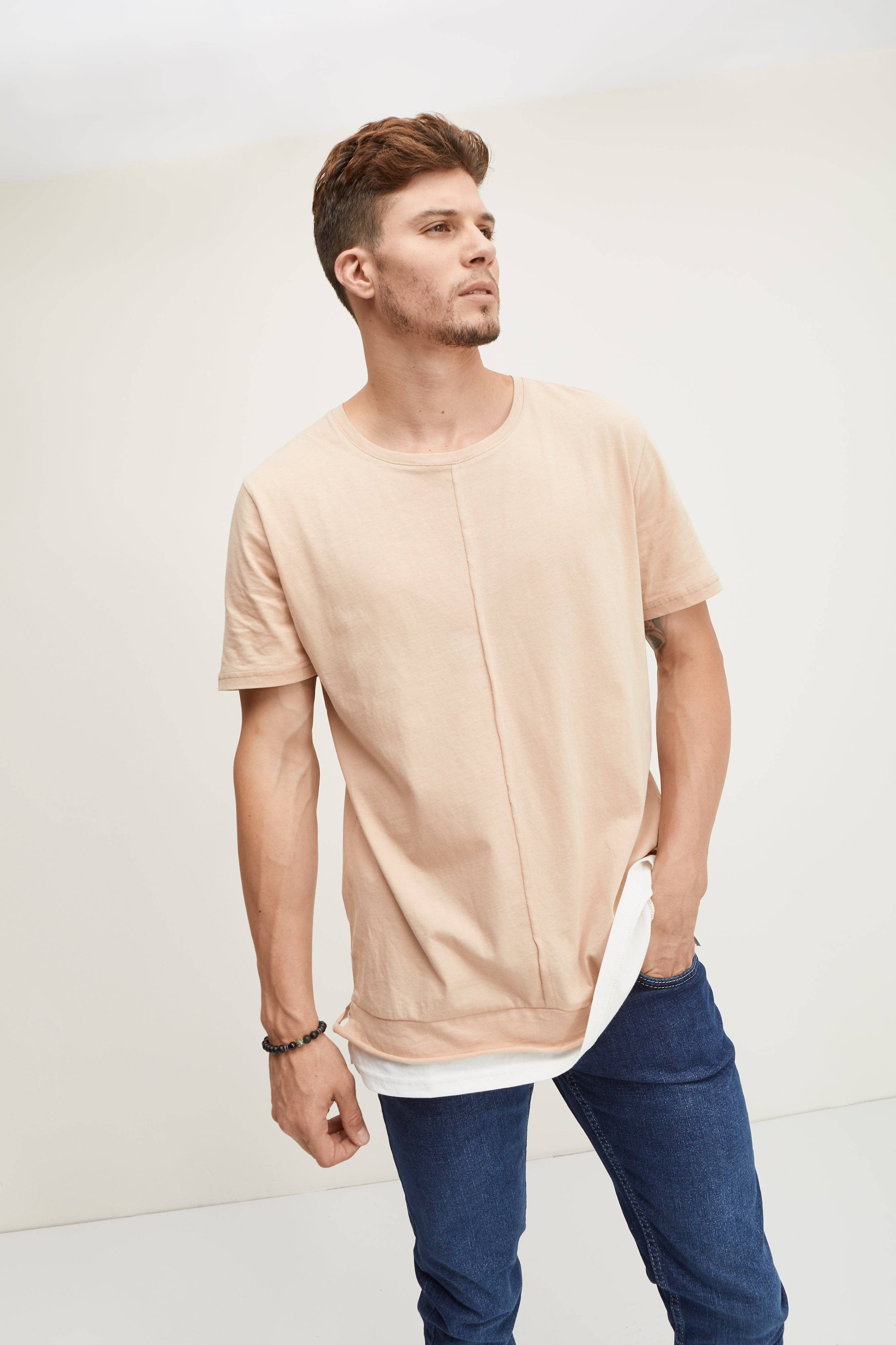 N° 8135  Cotton Scoop Neck Tee - Stone