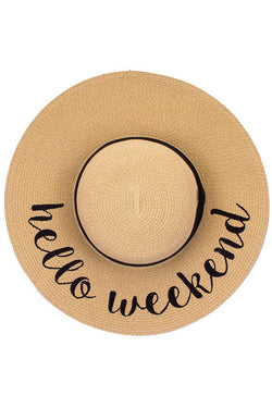 Image of C.C Spring Summer Lettering Straw Brim Hat with Ribbon Band: Life's a Beach