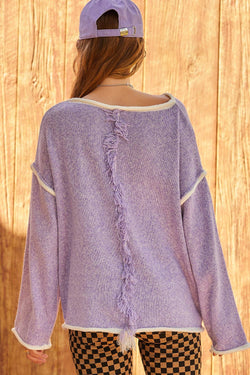 Image of Contrast Pipping Oversize Solid Sweater