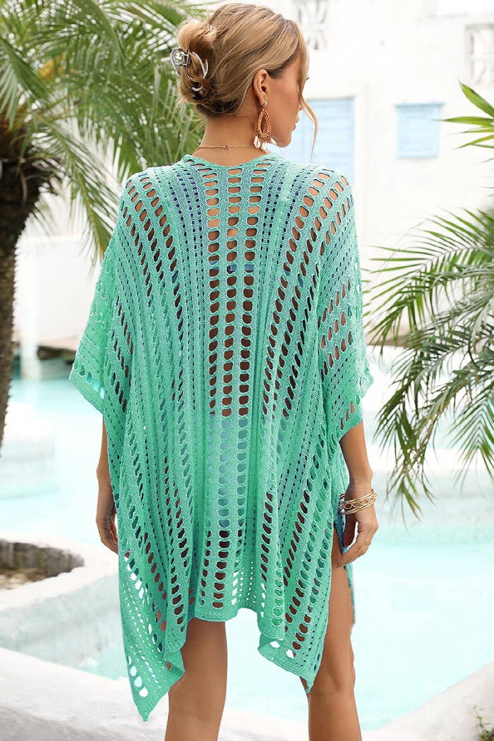 CWMW0024_HOLLOW KNITTED BEACH WEAR SWIM COVER UP