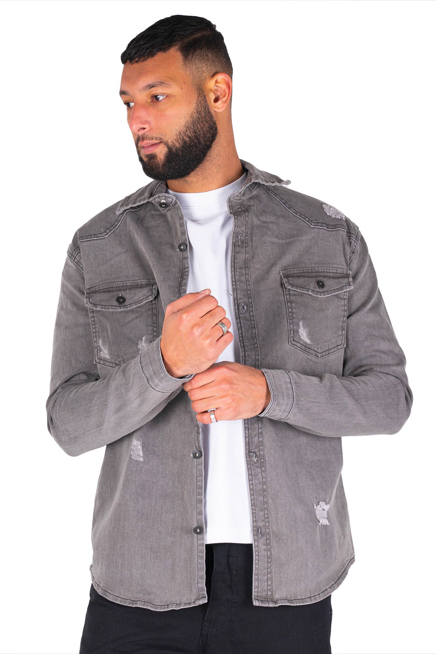 Black Industry 5318 Grey Denim Shirt