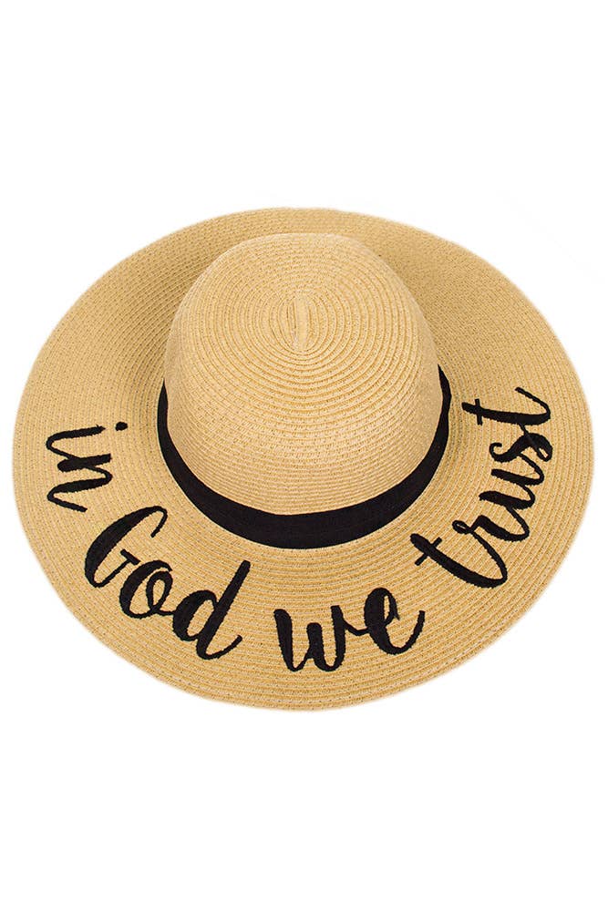 C.C Spring Summer Lettering Straw Brim Hat with Ribbon Band: Aloha Beaches