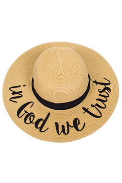 Image of C.C Spring Summer Lettering Straw Brim Hat with Ribbon Band