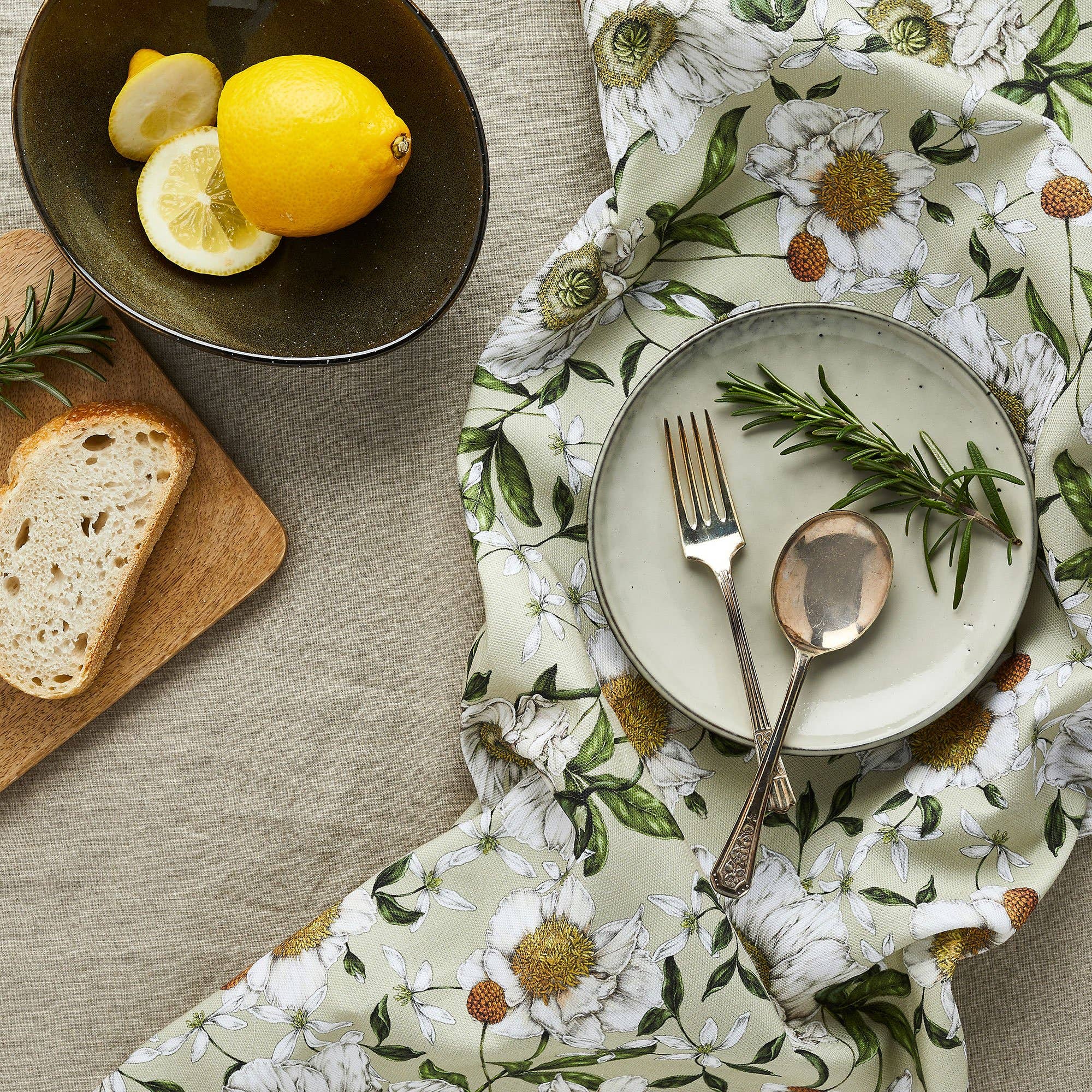 Spring Blossom - Tea Towel - Light Green