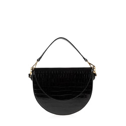 Image of Forget Me Not Saddle Bag (Black Croc-Embossed)