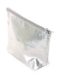 83502: Make-Up Cosmetic Bag | Zip Pouch | METALLIC Silver