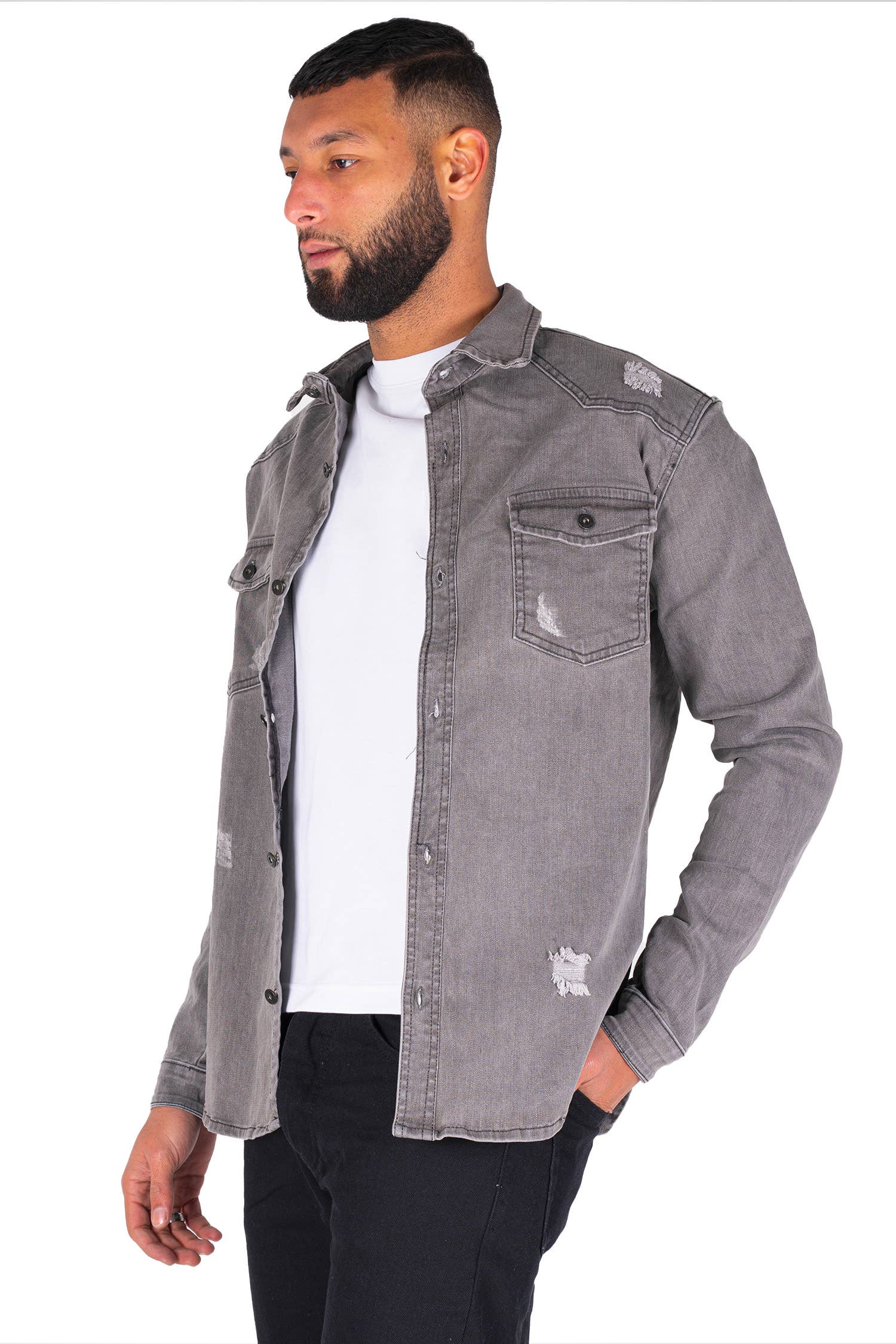 Black Industry 5318 Grey Denim Shirt