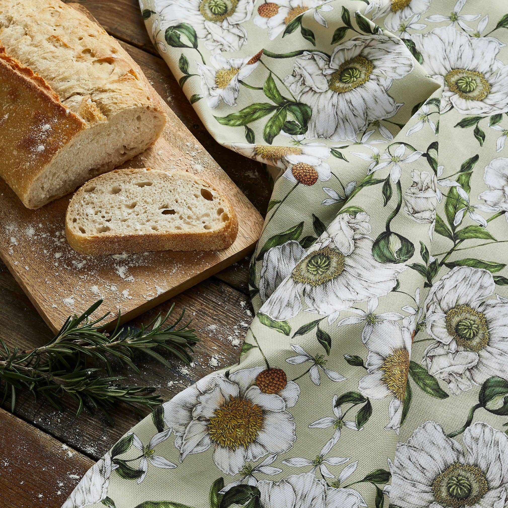 Spring Blossom - Tea Towel - Light Green