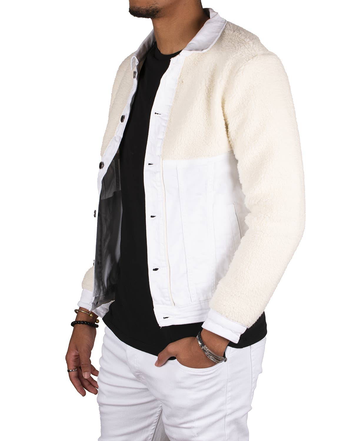 Black Industry White Denim Jacket 2325-4