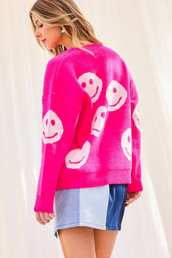 Image of Round Neck Smile Face Sweater