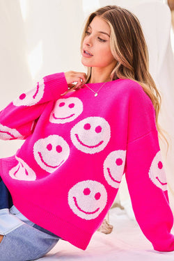 Image of Round Neck Smile Face Sweater