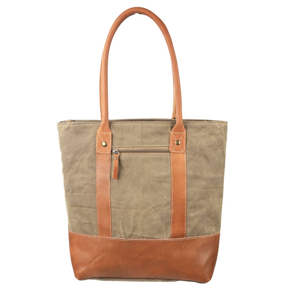 Plain Canvas Tote With Leather