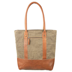 Image of Plain Canvas Tote With Leather