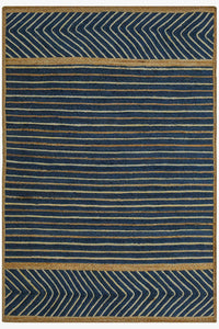 Abani Jute JUT160A Natural Fiber Blue White Area Rug