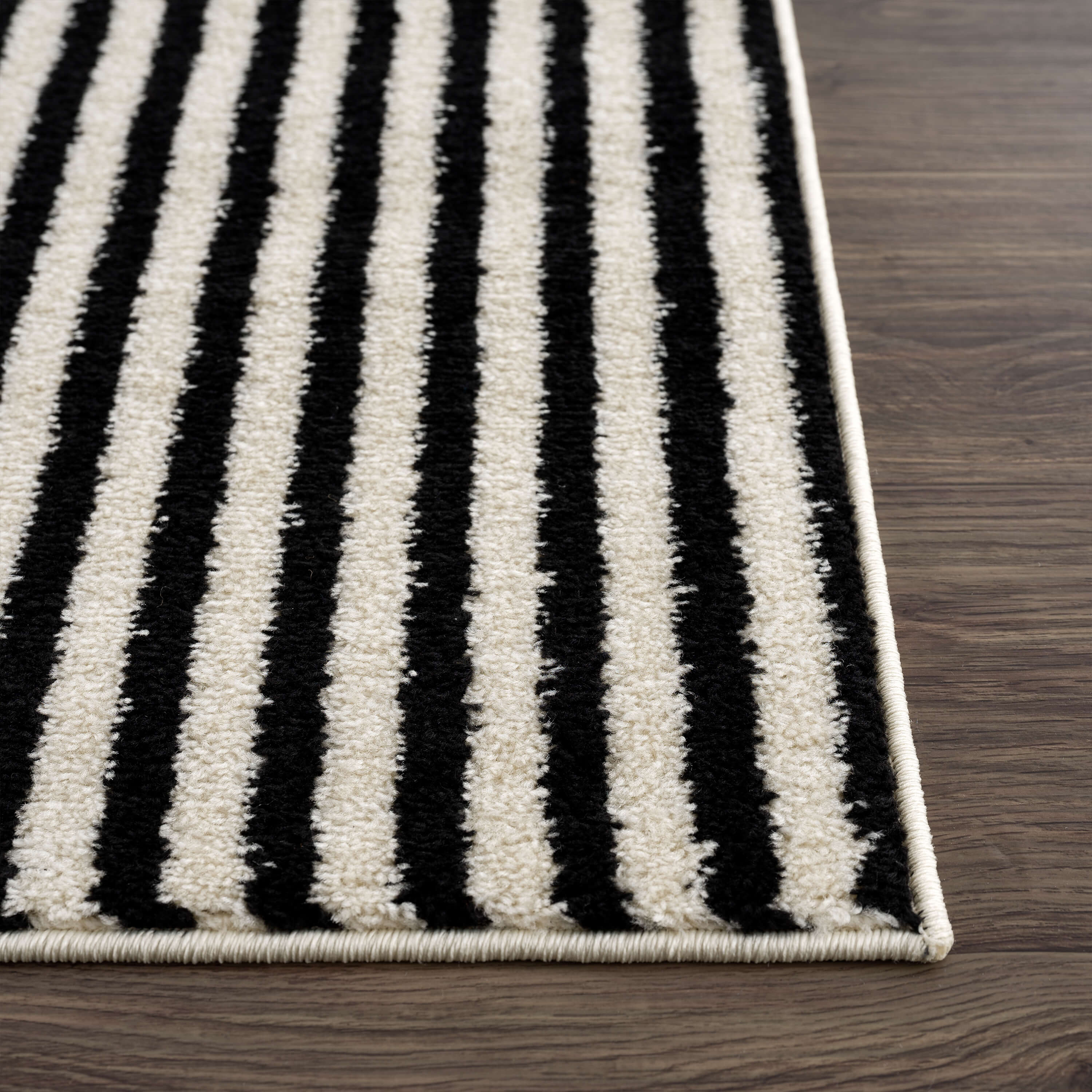 Abani Rugs Nordic NOR110A Cream Black Lines Color Block Rug