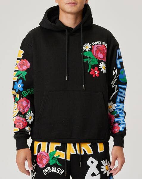 HEART & MIND PUFF PRINT & CHEST EMB LOGO HOODIE