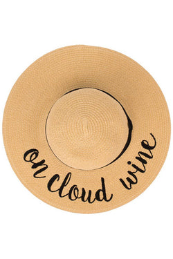 Image of C.C Spring Summer Lettering Straw Brim Hat with Ribbon Band: Aloha Beaches