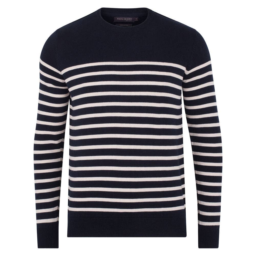 Mens 100% Cotton Striped Breton Sweater