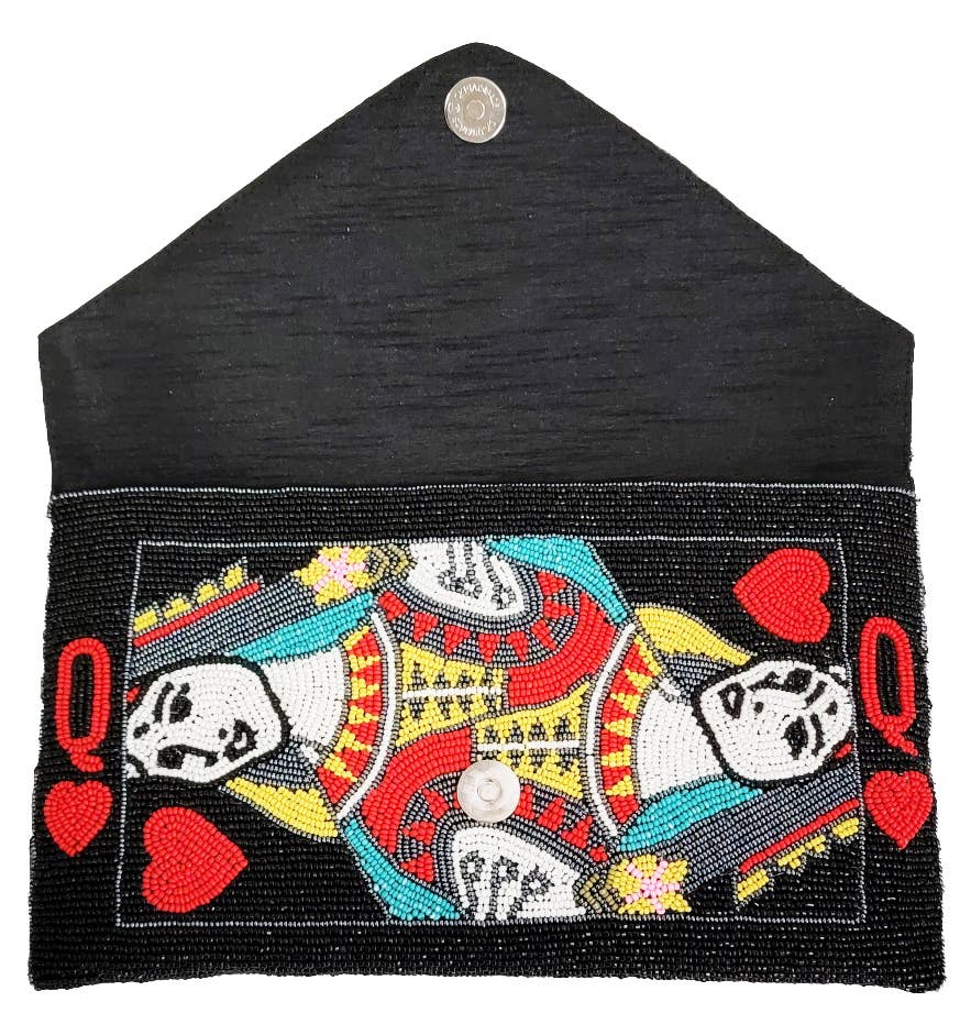 A NEW ARRIVAL BEADED CLUTCH QUEEN OF HEART