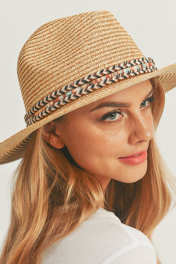 Multi Color Braided Band Panama Hat