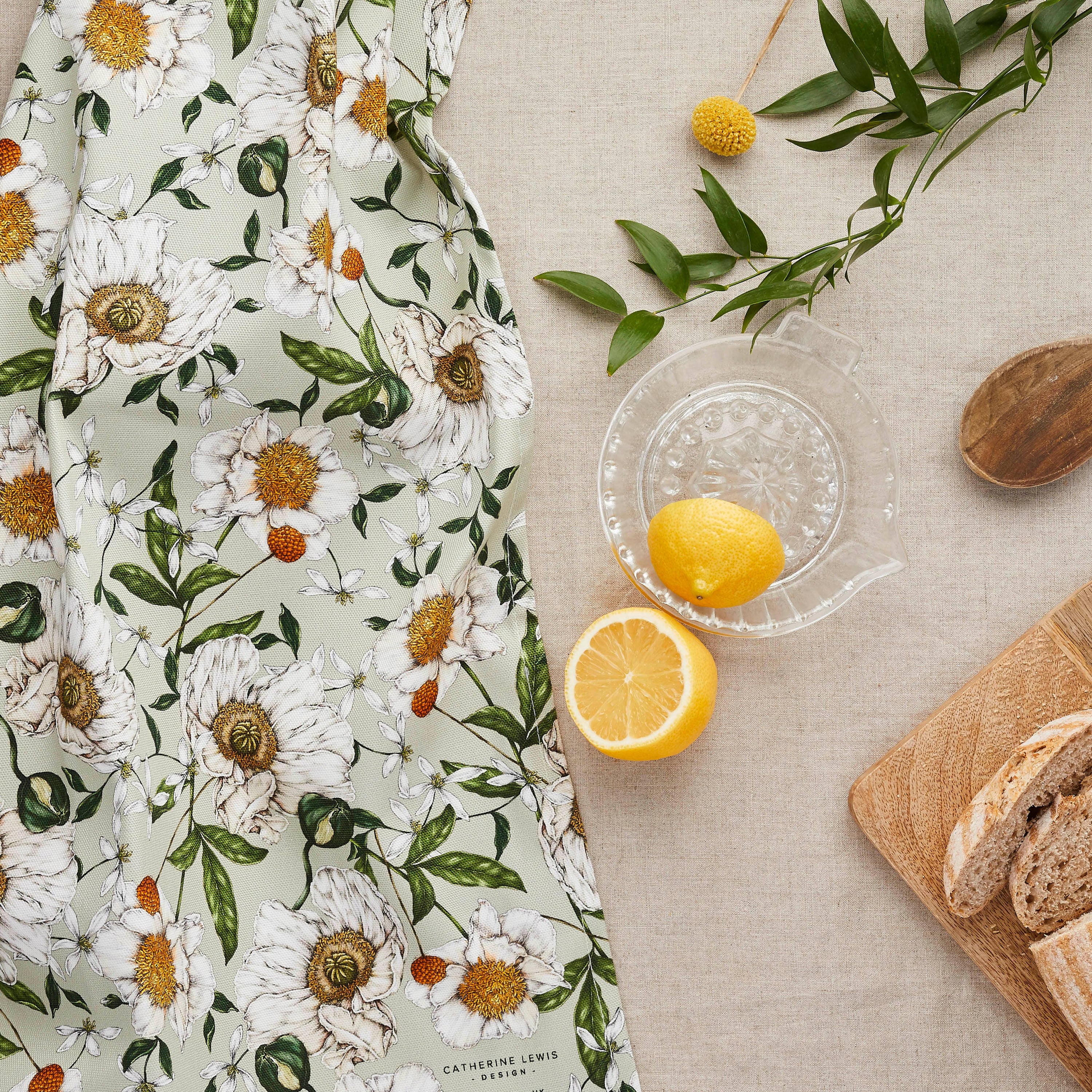 Spring Blossom - Tea Towel - Light Green