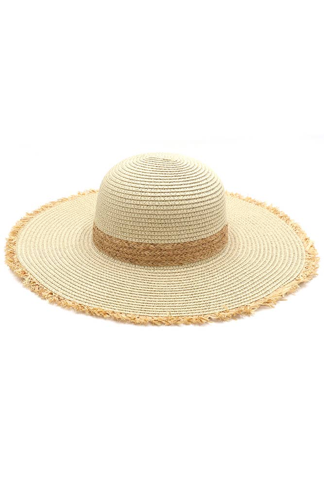 Frayed Edge Straw Floppy Hat