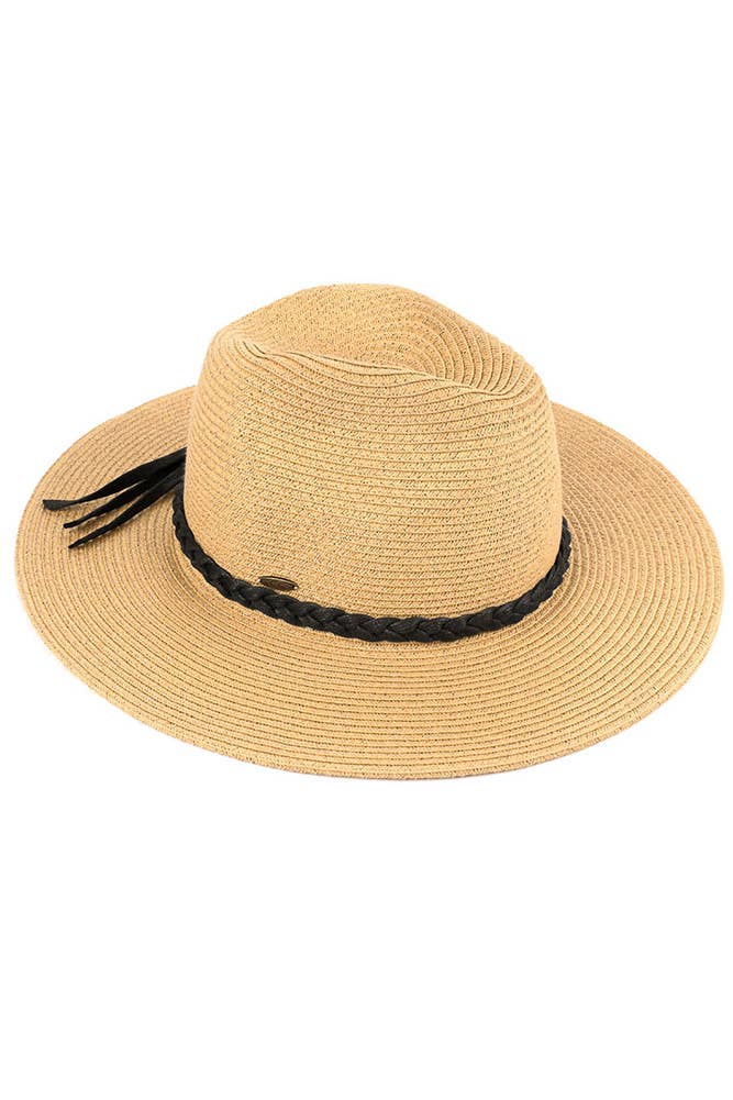 C.C Straw Panama Hat with Tied Ribbon