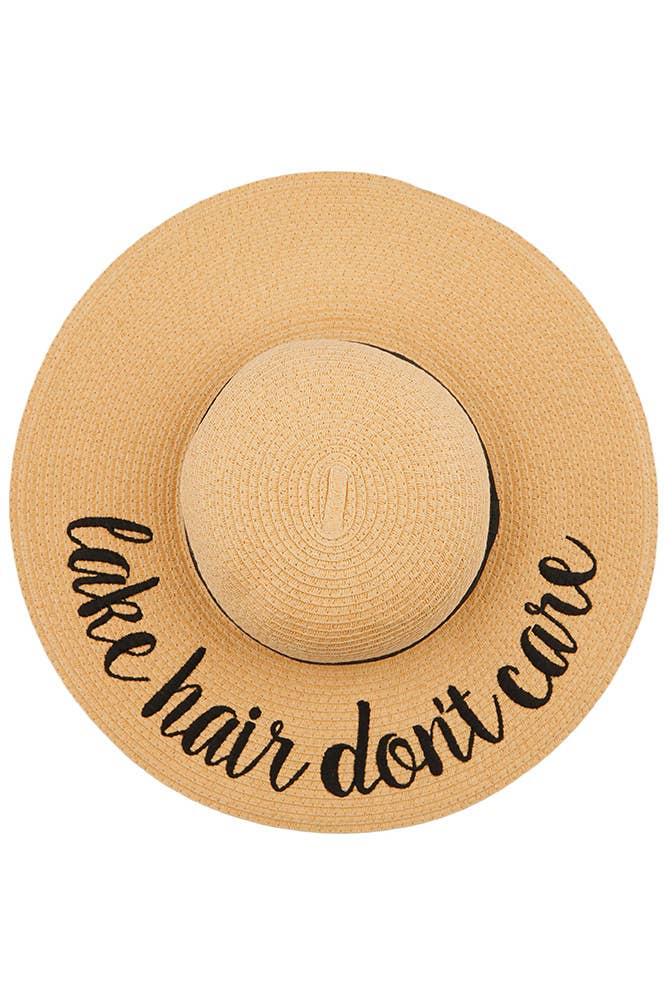 C.C Spring Summer Lettering Straw Brim Hat with Ribbon Band: Aloha Beaches