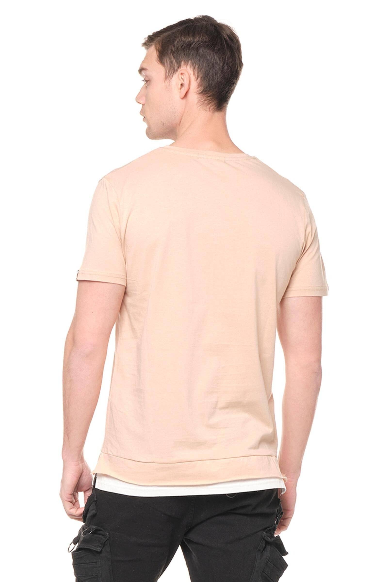 N° 8135  Cotton Scoop Neck Tee - Stone