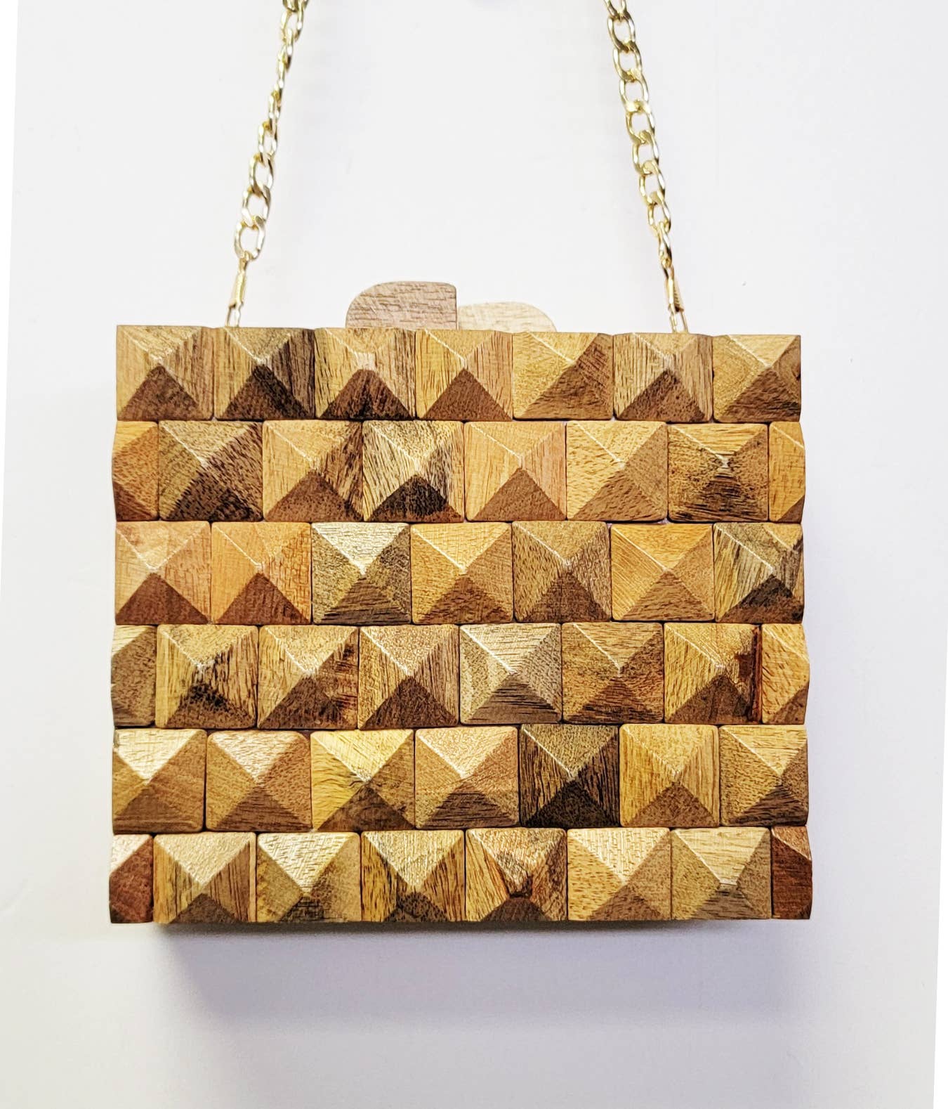 BOX BAG WOOD CANOPY CLUTCH