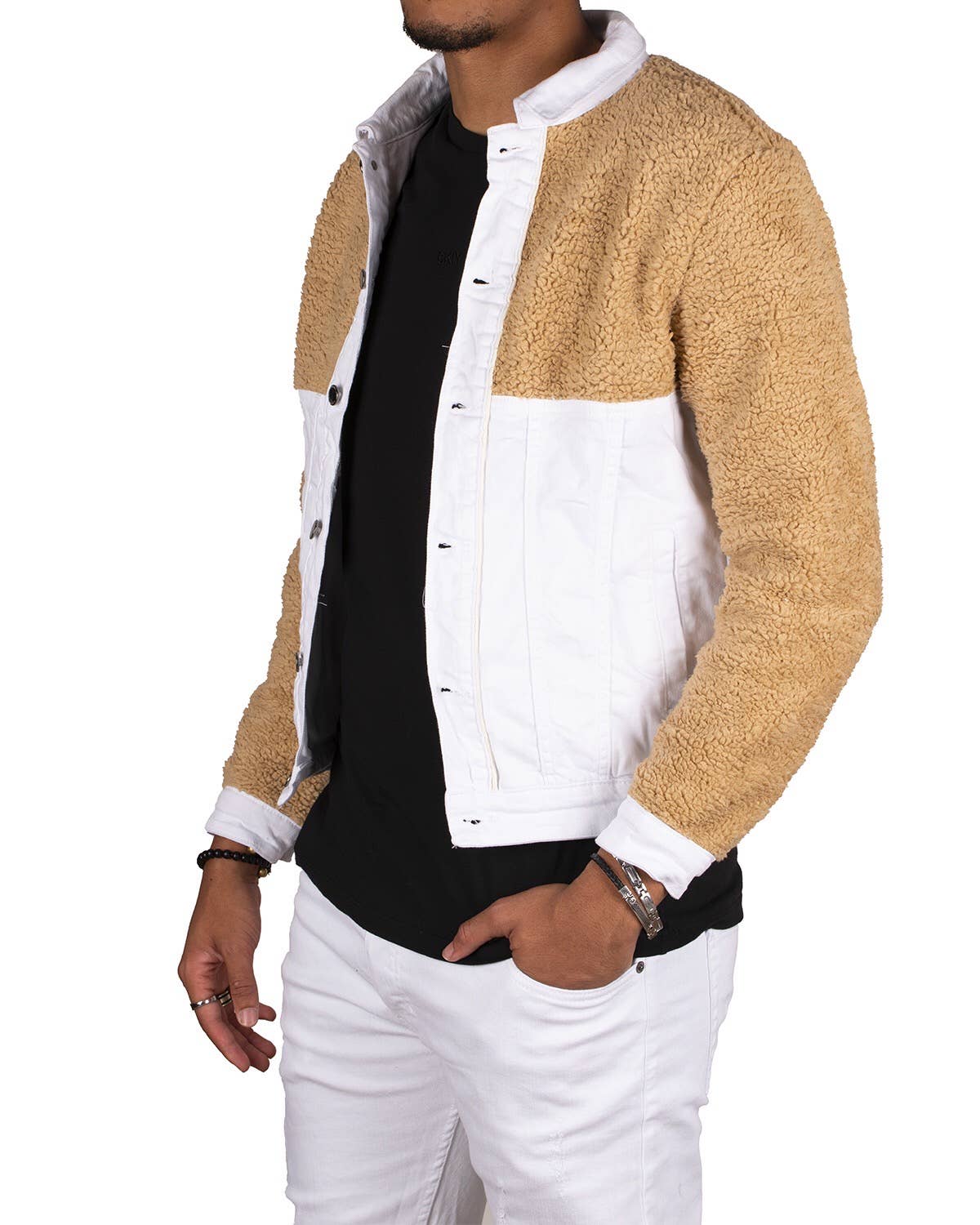 Black Industry White Denim Jacket 2325-2