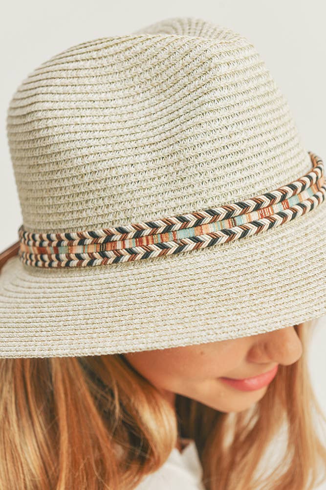 Multi Color Braided Band Panama Hat