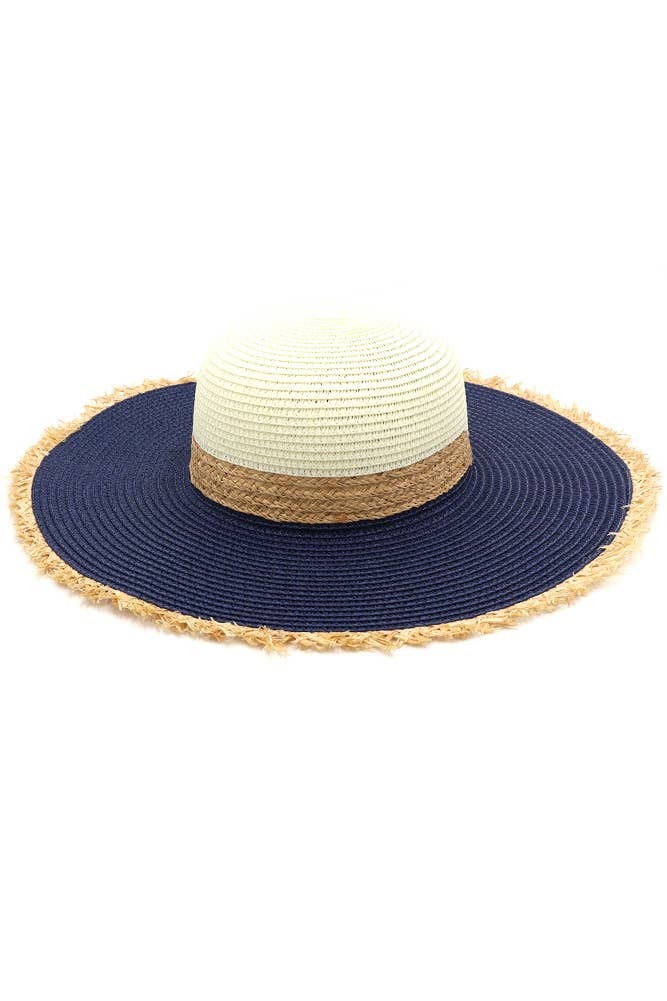 Frayed Edge Straw Floppy Hat