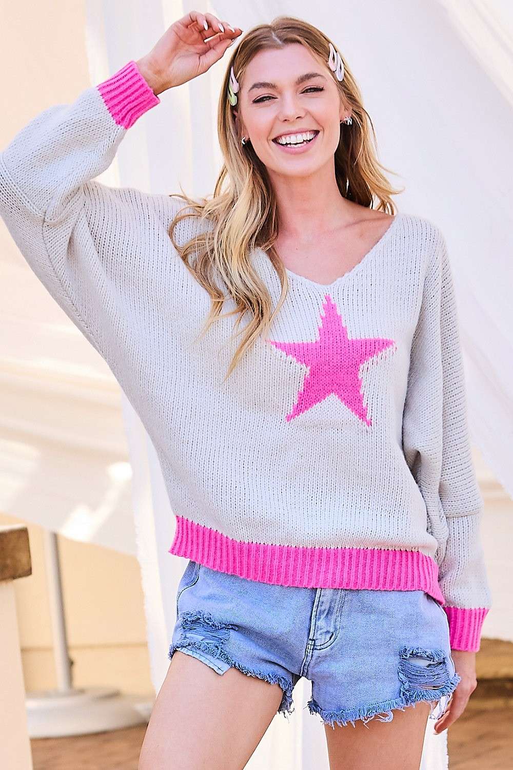 V-neck Star Point Sweater