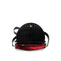 Image of Forget Me Not Saddle Bag (Black Croc-Embossed)