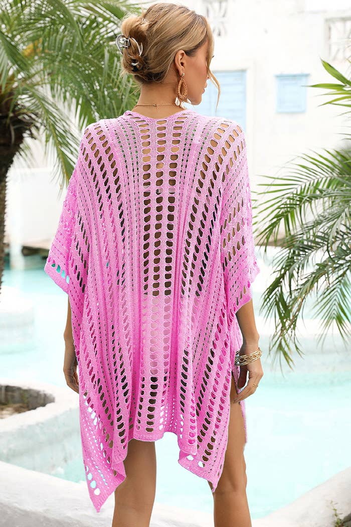 CWMW0024_HOLLOW KNITTED BEACH WEAR SWIM COVER UP