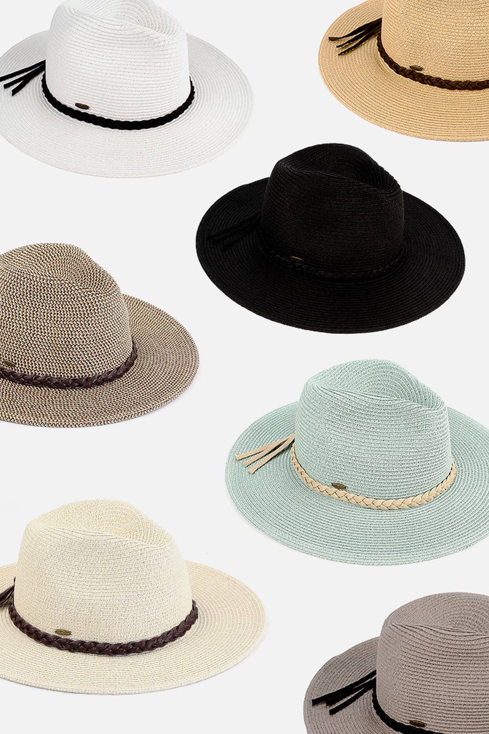 C.C Straw Panama Hat with Tied Ribbon