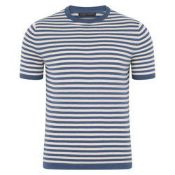 Image of Mens 100% Ultra-Fine Cotton Knitted Breton T-Shirt