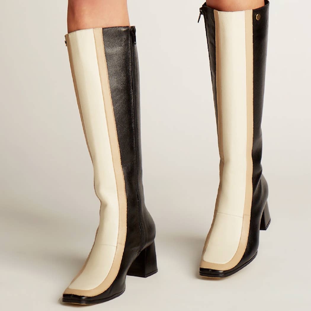 Revival boots in black/tan arequipe/ivory leathe1